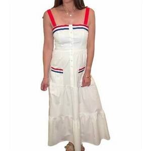 NEW BABY PINK patriotic maxi dress in white